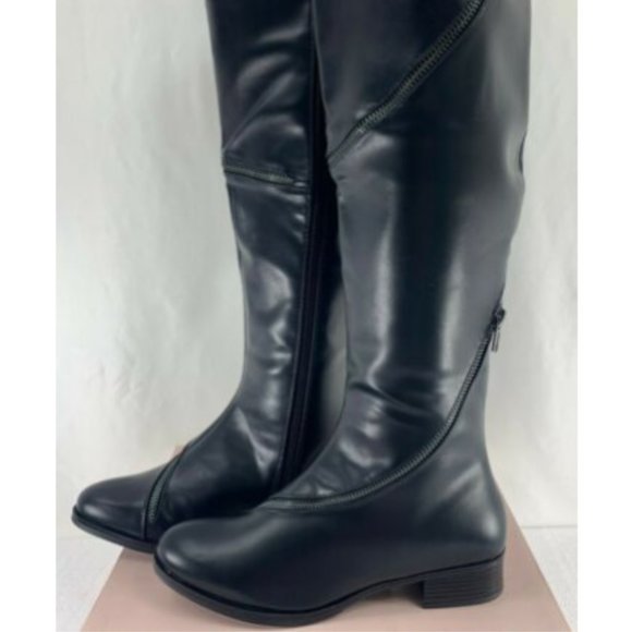 JUST FAB Women's Black Dakota Faux Leather Boots - Picture 1 of 4